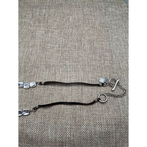 RLM Soho Stamped Silver and Black Leather Necklace Vintage Robert Lee Morris - Picture 5 of 7